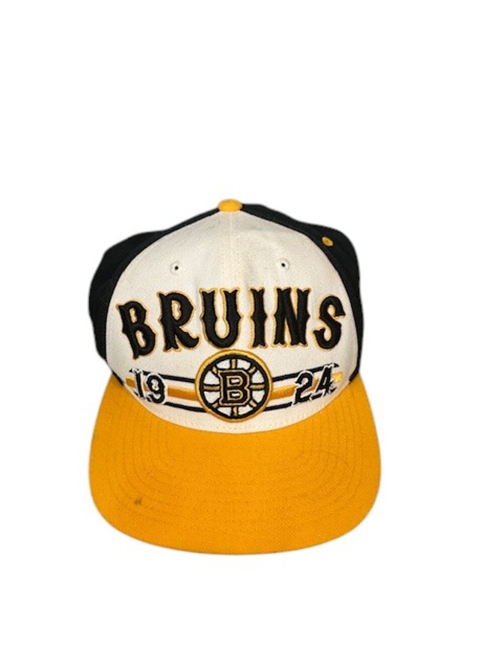 Old Time Hockey Bruins Hockey Boston White Black Yellow Baseball Hat Men OS